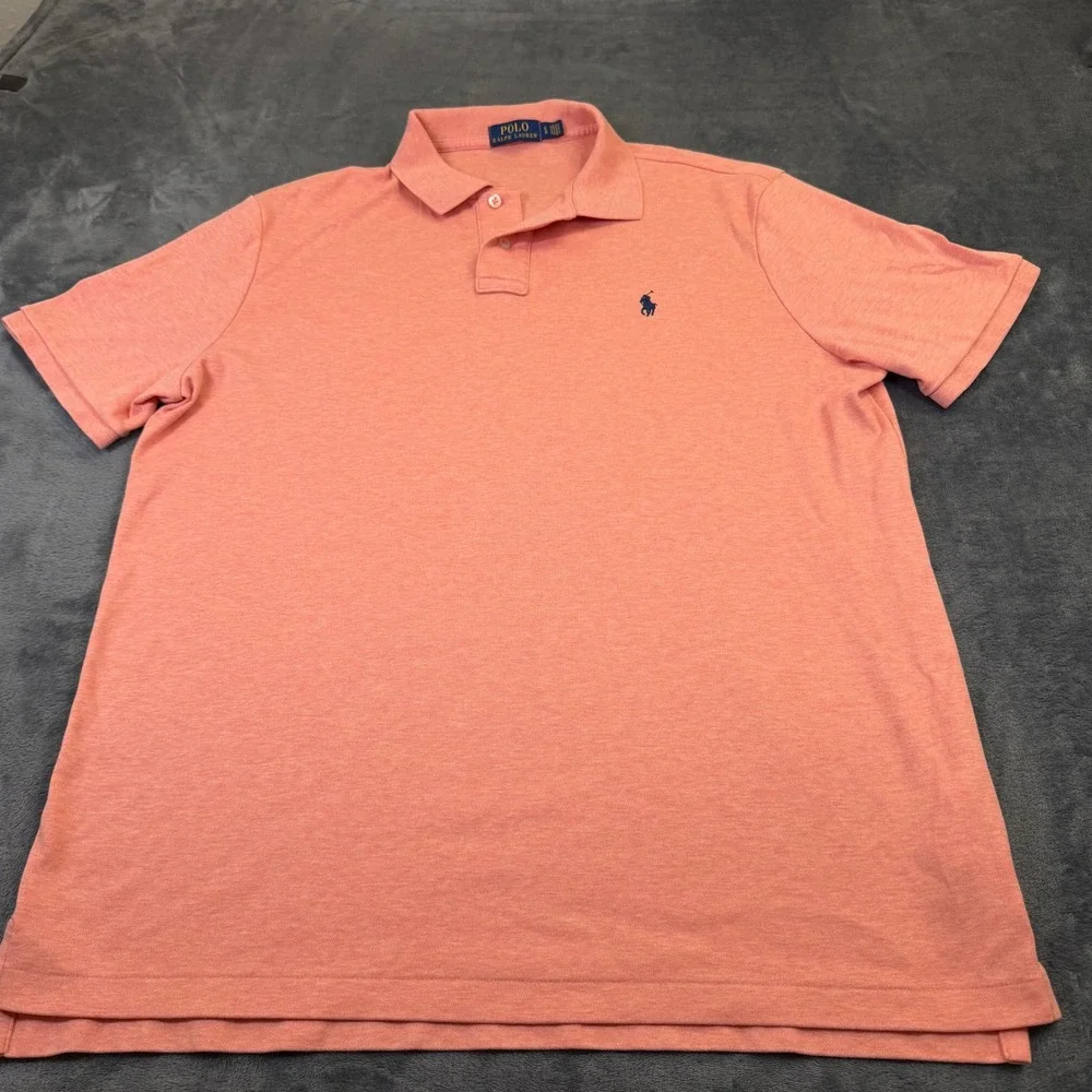 Polo Ralph Lauren Classic Fit Polo Shirt Mens Large Orange Heathered Cotton